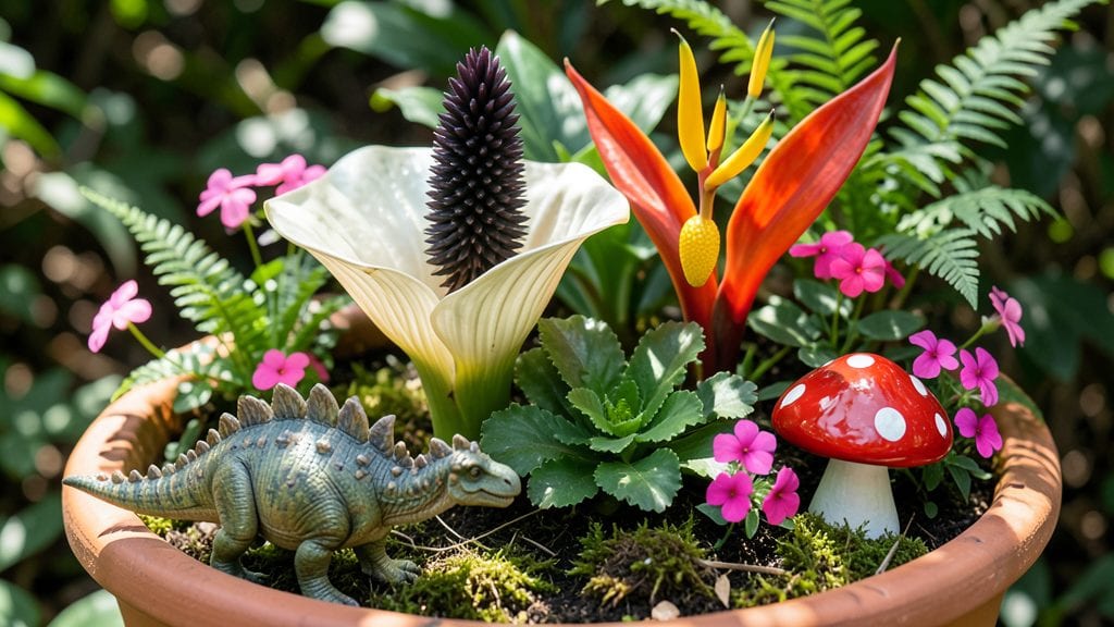 Dinosaur Fairy Garden: Miniature World With Textured Terrain and Hidden Pathways