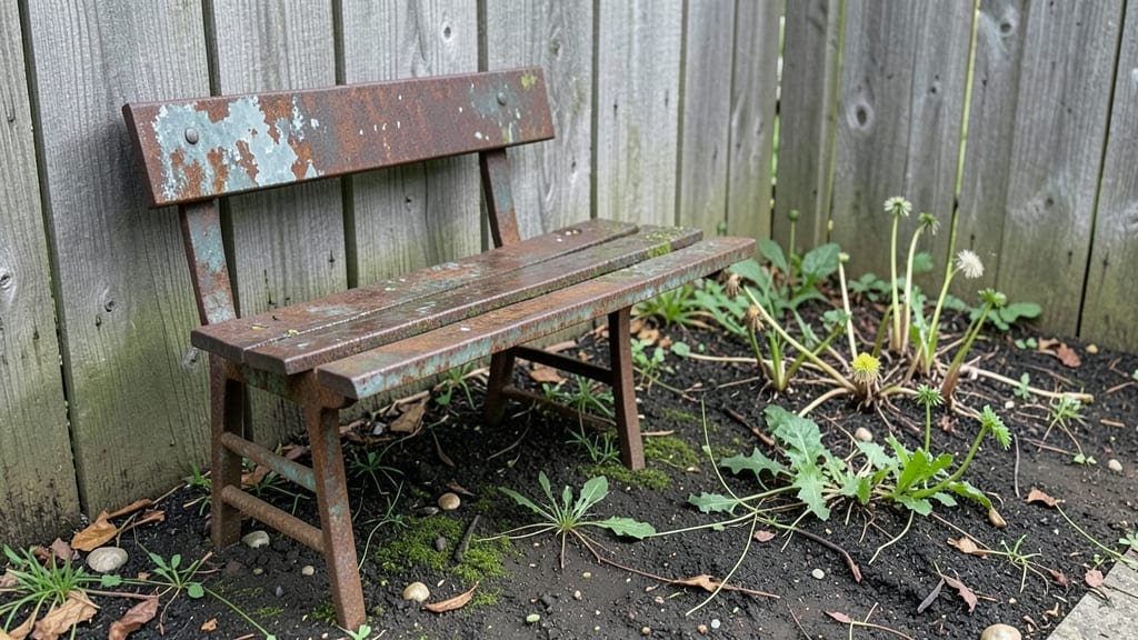 Metal Bench Garden: Rustic Privacy Screen With Year-Round Greenery