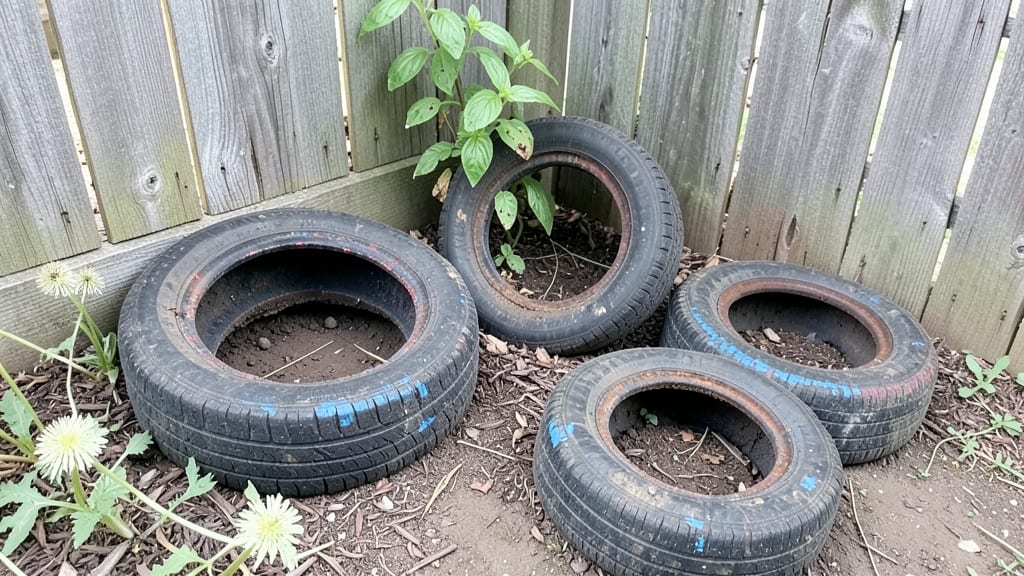 Painted Tire Garden: Bold Privacy Screen With Rustic Charm